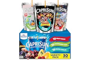Capri Sun Fruit Punch, Strawberry Kiwi and Pacific Cooler Flavored Juice Drink Blend Variety Pack, 30 ct Box, 6 fl oz Pouches