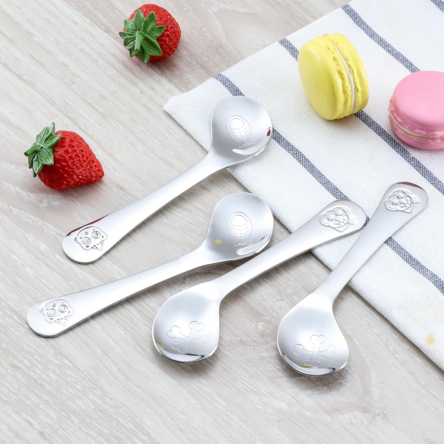 4pc Baby Spoons Curved Toddler Spoon 304 Stainless Steel Right Handed
