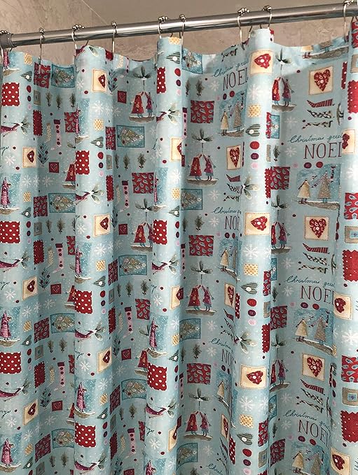 Buy Christmas Shower Curtain Clearance Noel Seasons Greetings