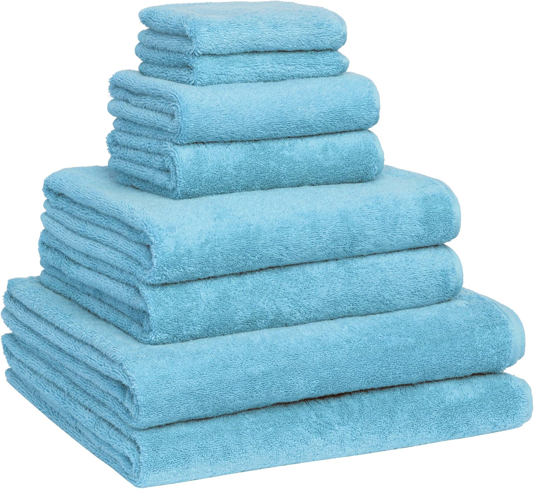 Luxury Extra Large Bath Towel Set - Pack of 8 with 4 Bath Towels (76x152 and 60x121) - Aqua