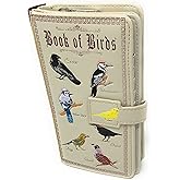Shag Wear Book of Birds Large Women’s Wallet, Vegan Faux Leather Bifold with Card Slots, Bill Compartments and Secure Snap Closure in Beige 7"