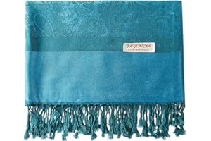 Becolored Paisley Scarf Shawl Jacquard Wrap Stole Two Tones Vintage Soft Lightweight With Fringes Reversible