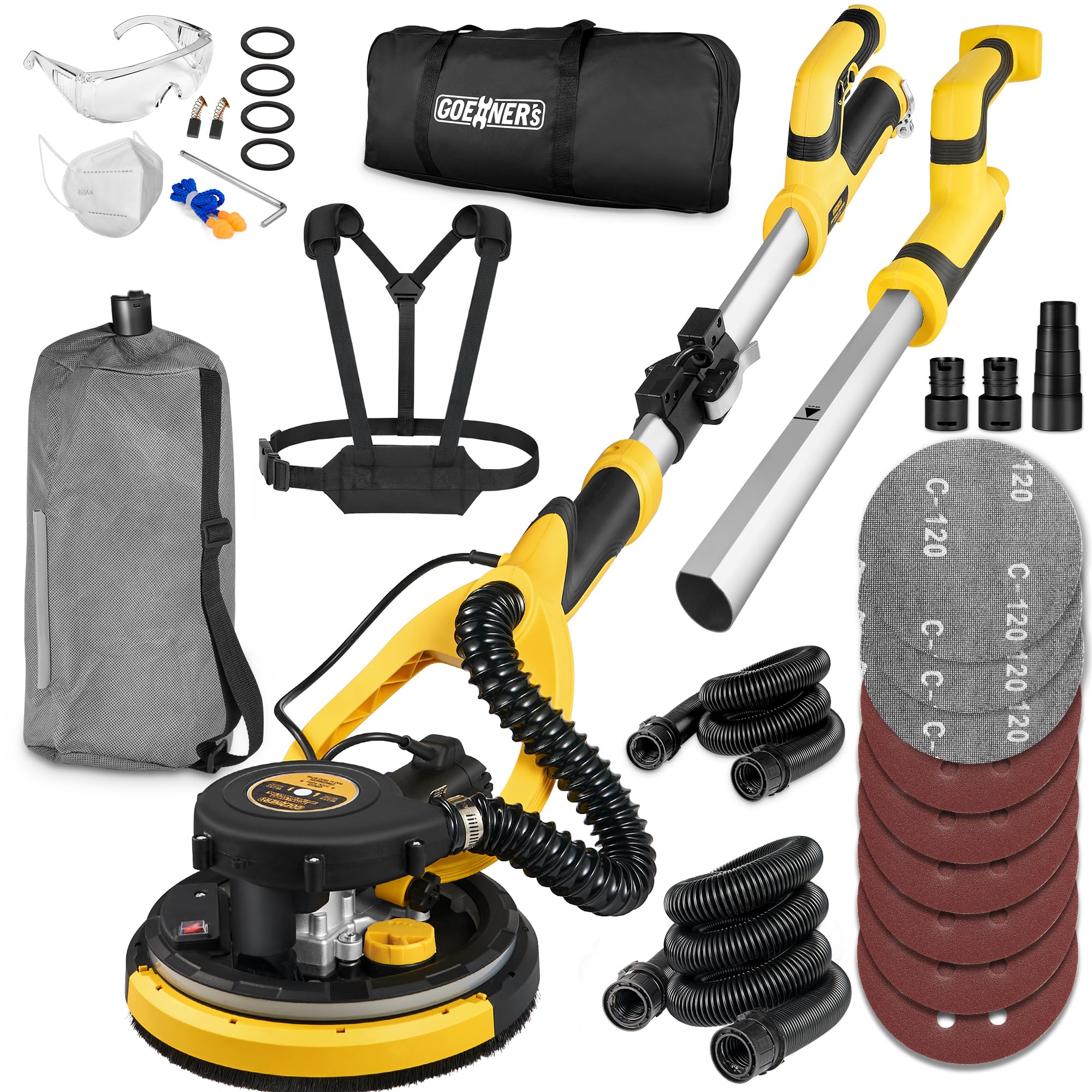 Wall Sander Dry With Vacuum - 780W, 7-Speed, Dustless, Extendable Pole ...