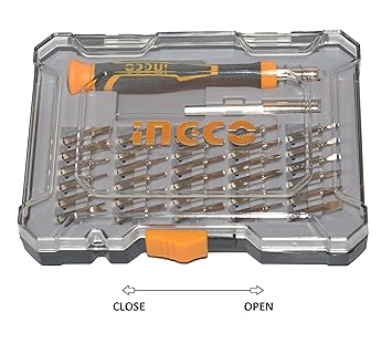 INGCO Professional Industrial grade 32 Pieces Precision Screwdriver Set For home/screwdriver set for mobile/iphone/ipad/MACBOOK/screwdriver set for car/screwdriver set for laptop repair/screwdriver set magnetic/precision screwdriver set multi pocket repair tool kit