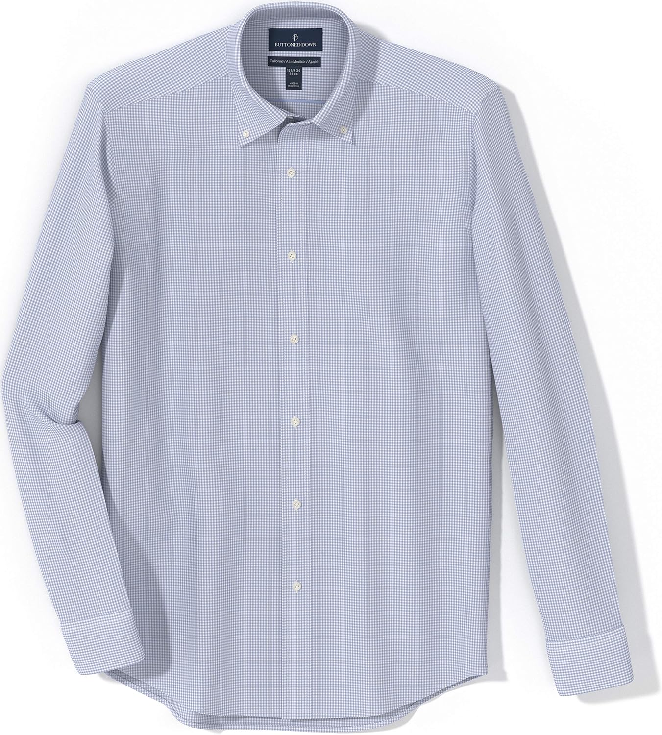  Brand - BUTTONED DOWN Men's Tailored Fit Gingham Dress Shirt, Supima Cotton Non-Iron: Clothing
