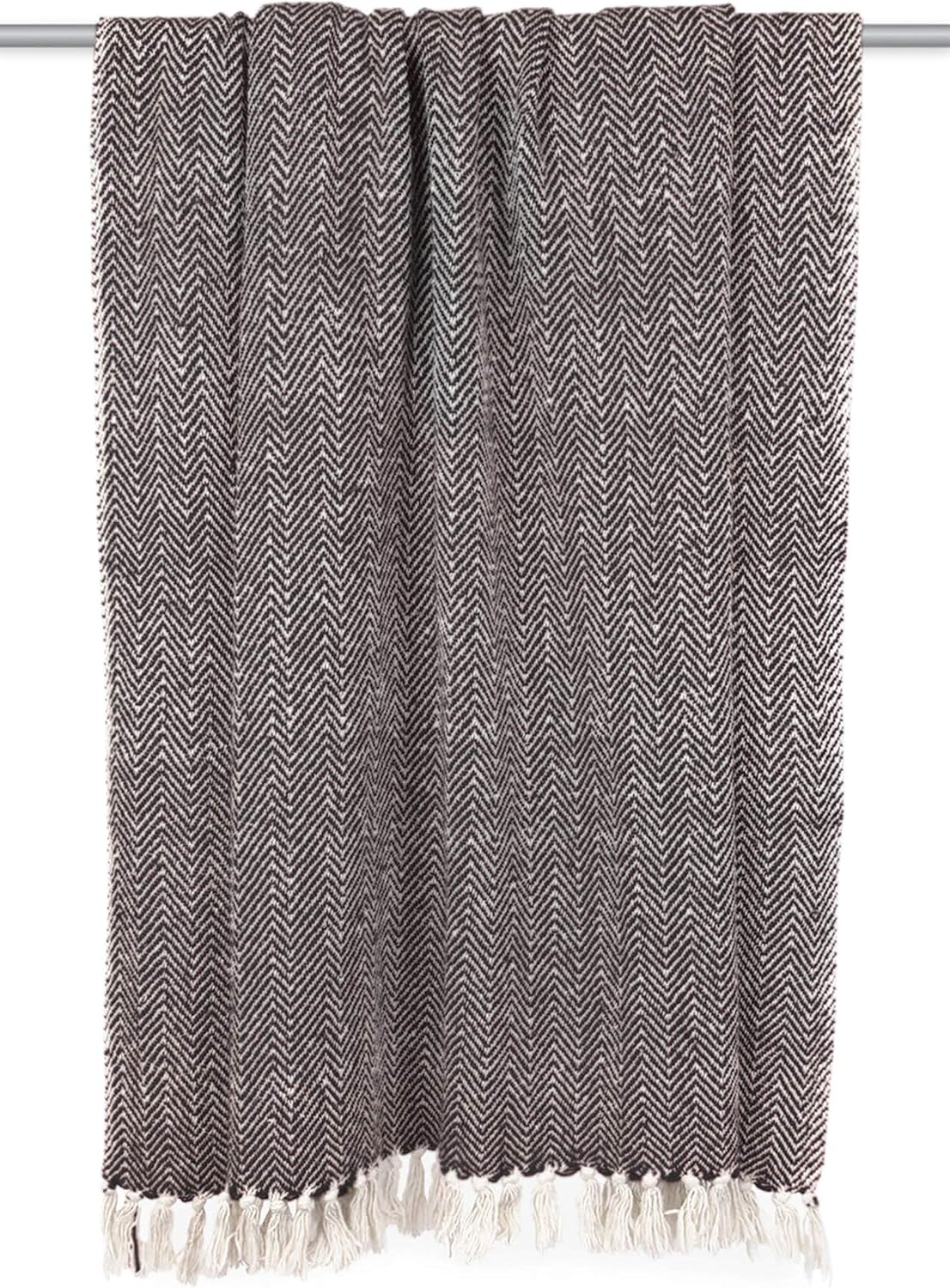 DII Rustic Farmhouse Cotton Chevron Blanket Throw with Fringe For Chair, Couch, Picnic, Camping, Beach, & Everyday Use , 50 x 60" - Mini Chevron Black: Home & Kitchen