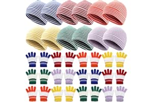 Twistover 24 Pcs Kids Hats and Gloves Sets Winter Knit Beanie Hat Gloves Bulk Warm Unisex Cap for Boy Child Girl Cold Weather