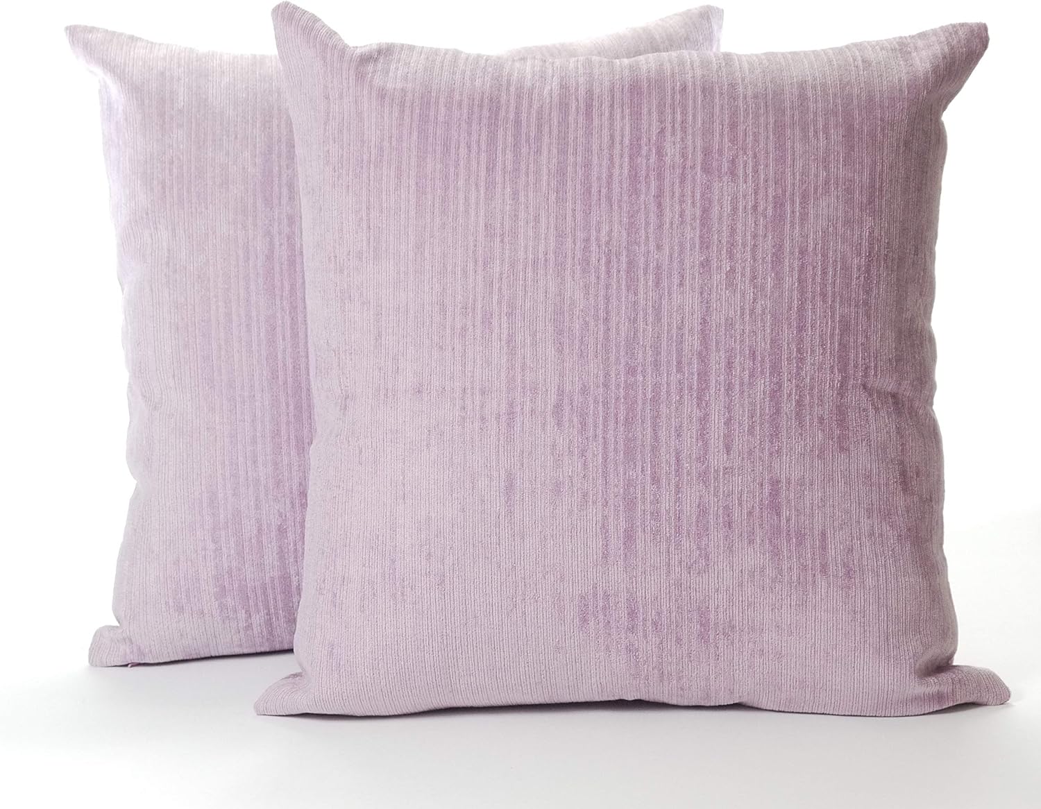 A Pair of 16in x 16in Classic Plain Chenille Cushion Covers in Lilac
