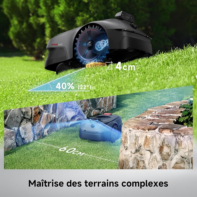 ViAX 500 Robot Tondeuse sans Fil périphérique,LiDAR 360°&Double Vision
