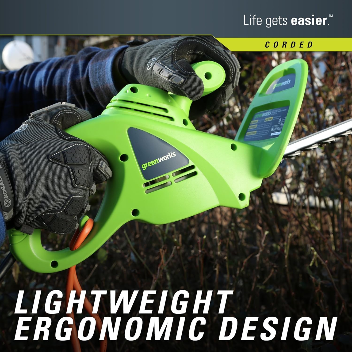 Greenworks 18-Inch 2.7 Amp Corded Hedge Trimmer 22102 : Power Hedge Trimmers : Garden & Outdoor