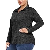 FOREYOND Plus Size Golf Polo Shirts for Women Long Sleeve Quarter Zip Pullover Athletic Workout Tops Yoga Gym Clothes