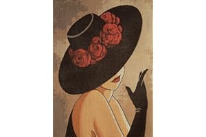 Hudemas Needlepoint Kit Printed Tapestry Canvas and Threads 10x14 inches (607 Lady with hat)