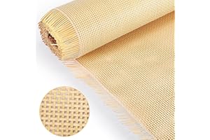 Wowangce 24" x 49 ft Rattan Cane Webbing Roll, Width Square Cane Webbing Cane Fabric Caning Material Open Weave Wicker Woven Rattan Sheets for Furniture, Cupboard Chair, Cabinet, Ceiling, Bed