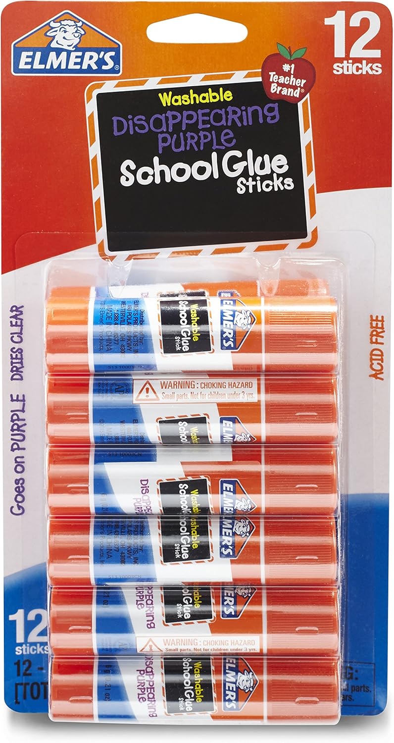 Elmer's Disappearing Purple School Glue, Washable, 12 Pack (E1559): Office Products