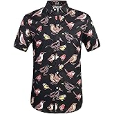 SSLR Mens Tropical Shirts Relaxed Fit Short Sleeve Hawaiian Shirts for Men (3X-Large, Black)
