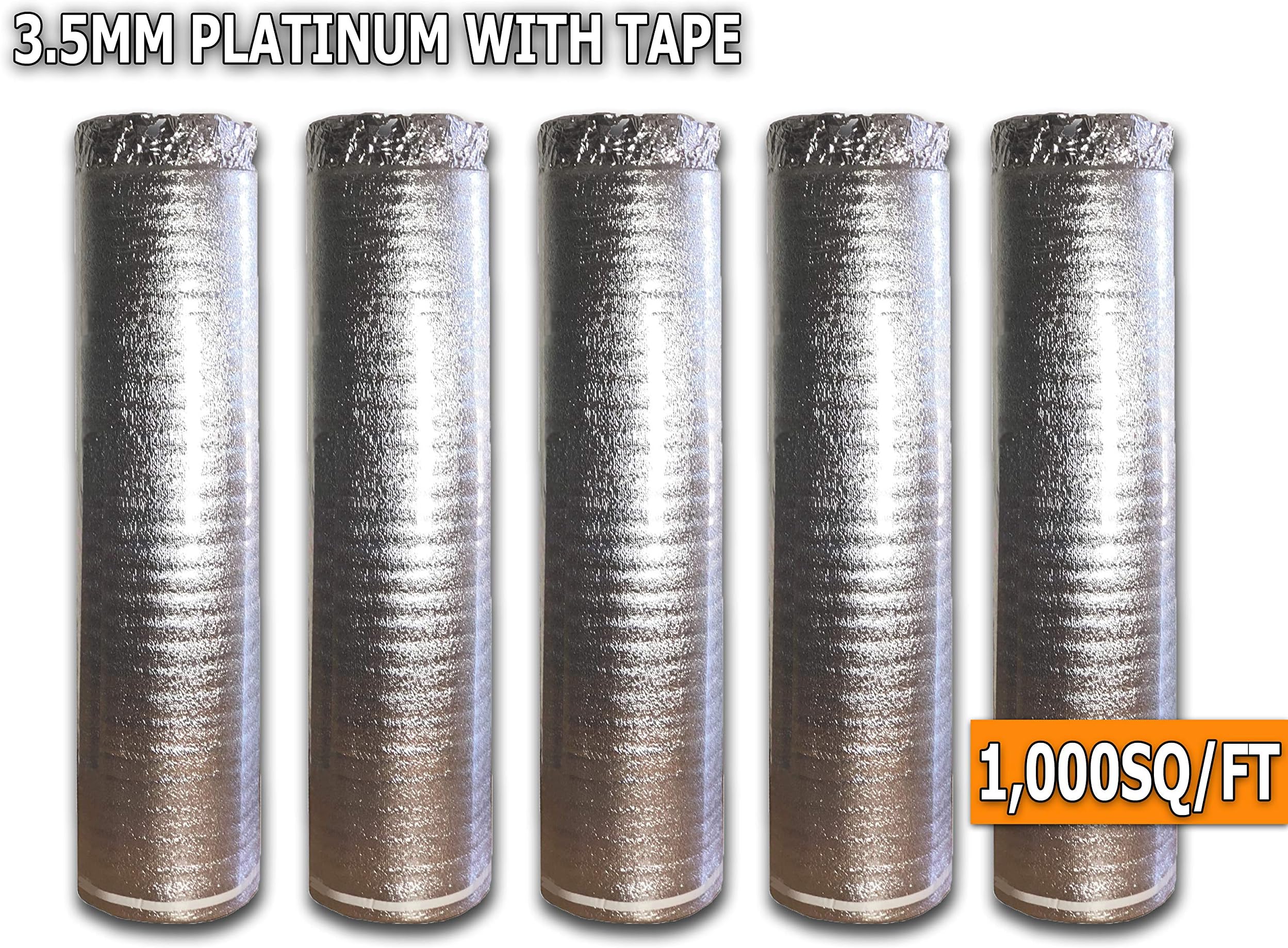 AMERIQUE 691322315677 Platinum 1000SQFT 4TH Generation Luxury 3.5MM Thick Flooring Underlayment Padding 3-in-1 Heavy Duty Foam with Tape & Vapor Barrier, Extreme Sound Reduction, 1000 Square Feet