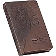KJV Holy Bible, Standard Size Faux Leather Red Letter Edition Thumb Index, Ribbon Marker, King James Version, Brown Lion Zipper Closure (KJV Deluxe Gift Editions)
