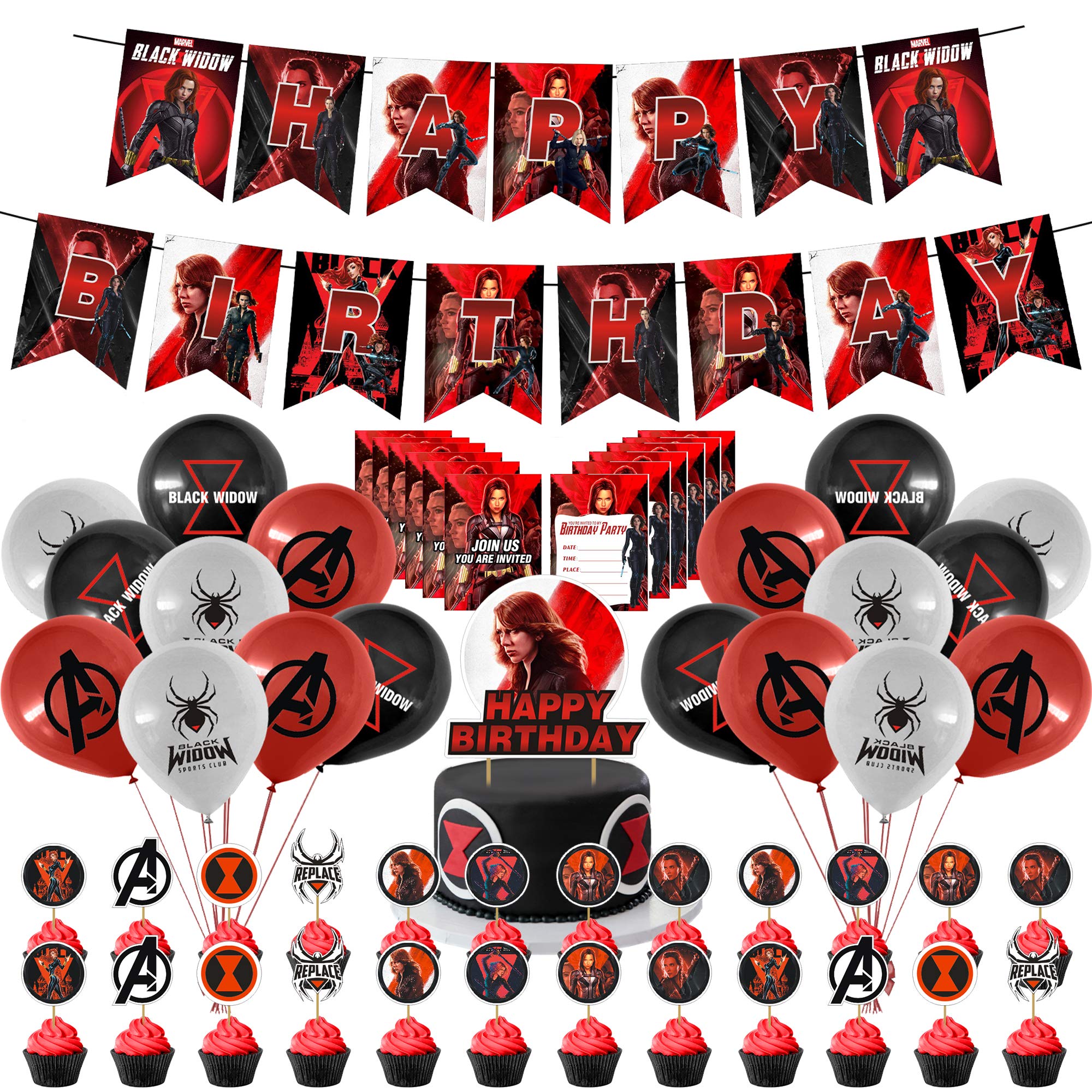 Buy 63 Pcs Black Widow Party Decorations, Avengers Superhero Birthday