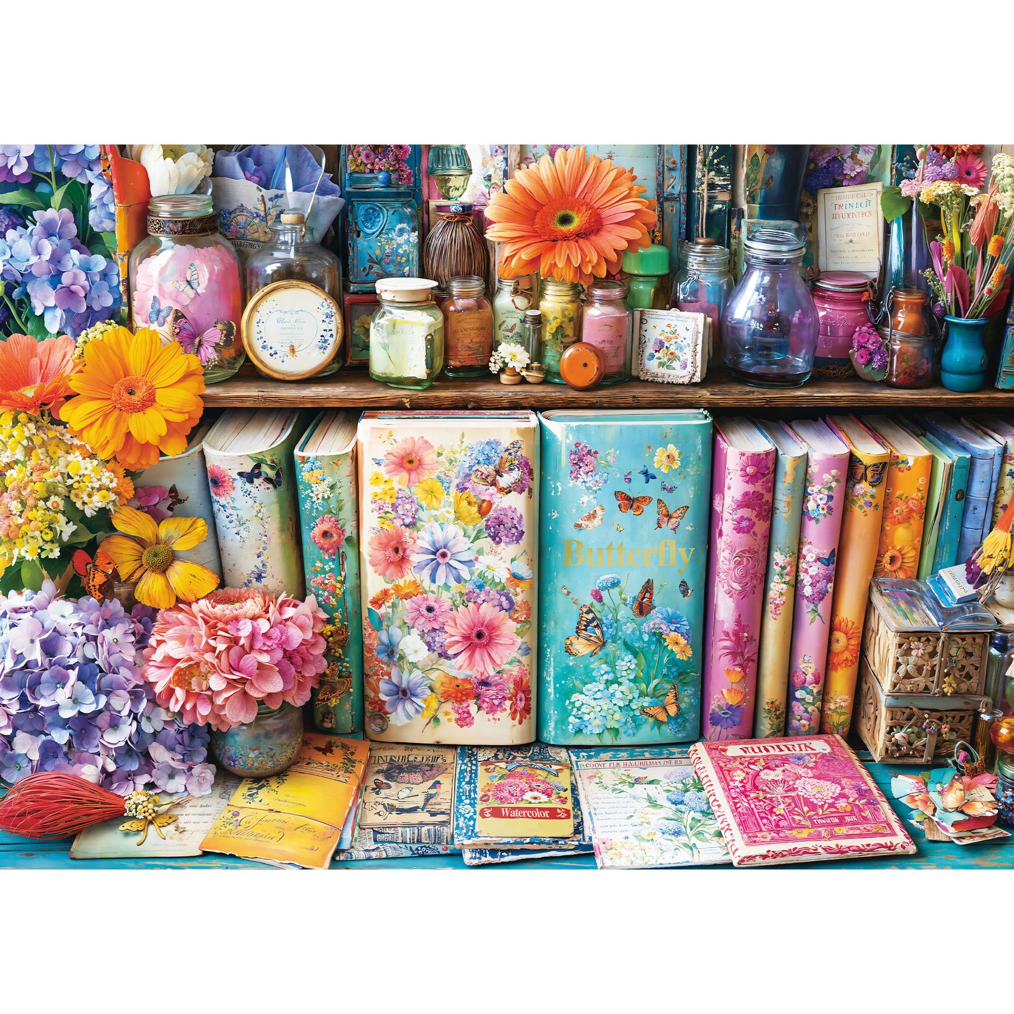 Photo 1 of 1000 Piece Puzzles for Adults,Book Jigsaw Puzzle,Flower Handbook Puzzles 1000 Pieces,Creative Games and Gifts Difficult Floral Puzzle Home Decor Toy for Adults Elders (27.5"x19.6"), 1:1 Poster