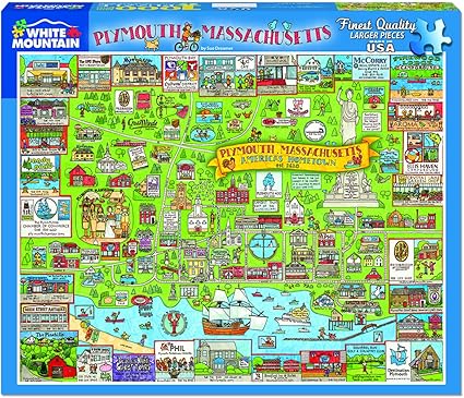 White Mountain Puzzles Plymouth MA Puzzle, Multicolor