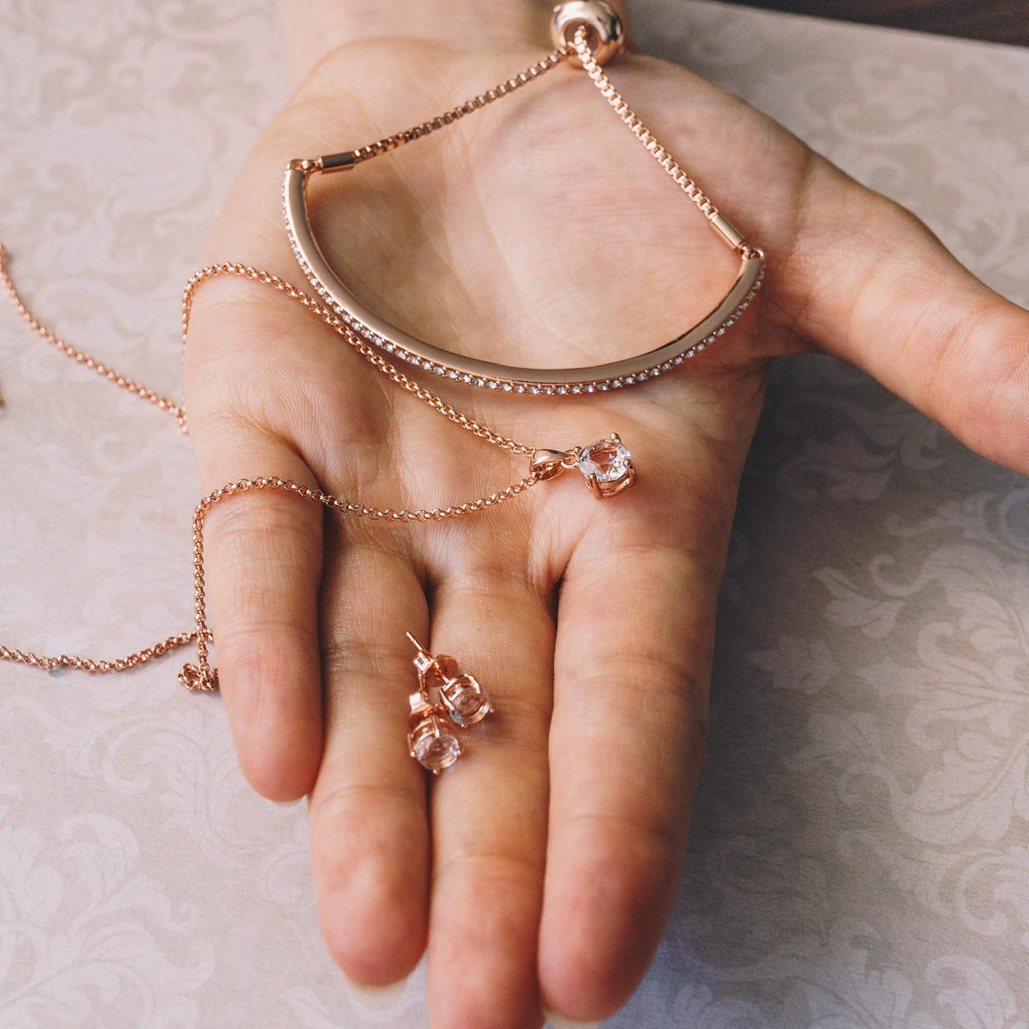 Philip Jones Rose Gold Plated Friendship Slider Set Created with Zircondia® Crystals, Adjustable - Image 4