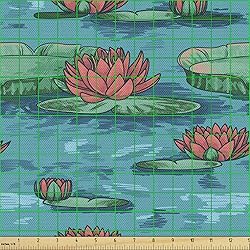 Ambesonne Botanical Fabric by The Yard, Lotus