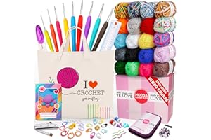 MODDA Crochet Kit for Beginners – Soft Bulk Yarn for Crocheting and Knitting Craft Projects, Acrylic Yarn Set for Starters Adults, Women with Crochet Hooks Sewing Needles Stitch Markers