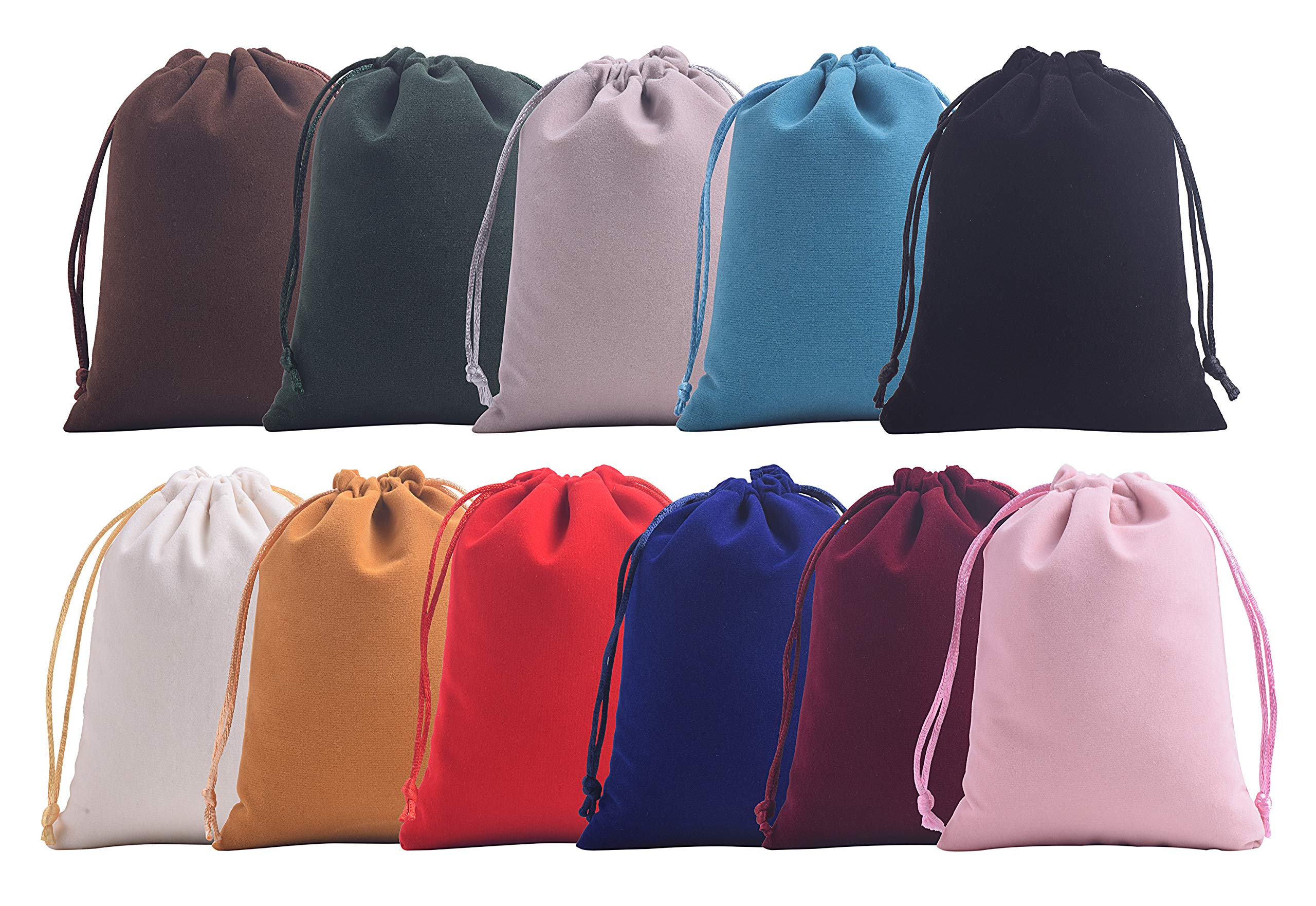 KONMAY 11pcs Big Velvet Drawstring Bags, Mixed 15.0x20.0cm Velevet Jewellery Pouches for Gifts, Party Favors