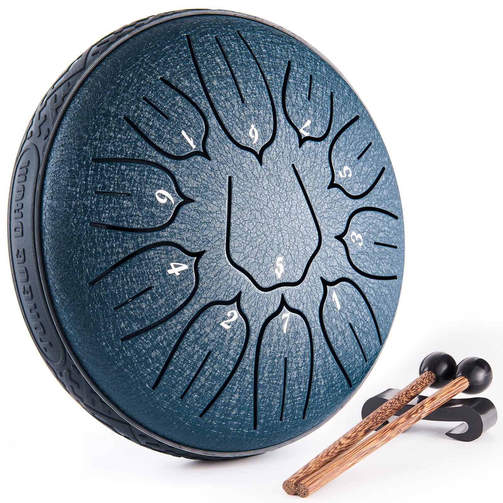 Steel Tongue Drum Musical Instruments: 6 Inch 11 Notes Metal Hand Drums, Music Gifts for Family Friends (Navy)