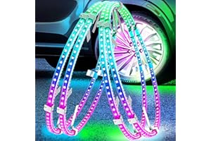 DOAUTO 4X 17 Wheel LED Dream Chasings Colors 636-LED L/R Turn Signal & Brake Underglow 2-Row Rim Ring Light Strips RF/APP, Flow Neon Accent Kit 12V (Rotor Brake Dia≤16",19"≤ Rim Inner Edge Dia ≤23")