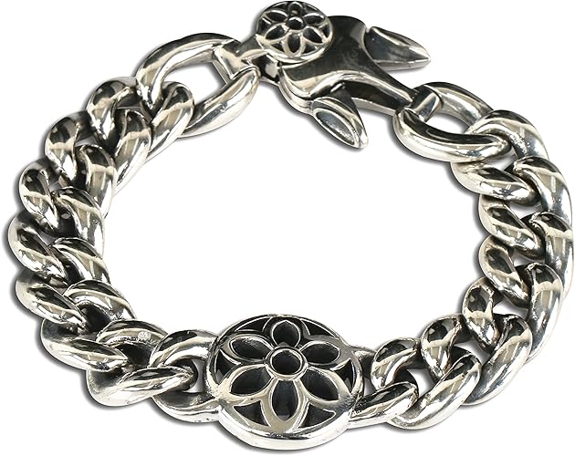 Amazon Silverkyasya 厚重 シルバー925 桜 ブレスレット メンズ シルバー さくら サクラ 925チェーン Idブレスレット シルバー925 喜平 桜咲く 専用ボックス付属 ブレスレット 通販