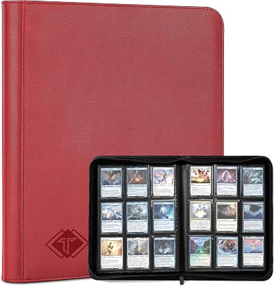 TiopLior 432-Card Binder Album 9-Pocket Pages MTG Baseball Football Red