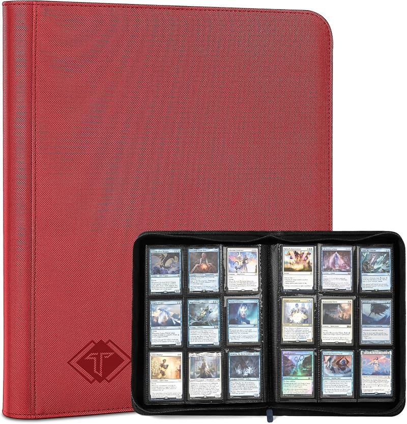 TiopLior 432-Card Binder Album 9-Pocket Pages MTG Baseball Football Red