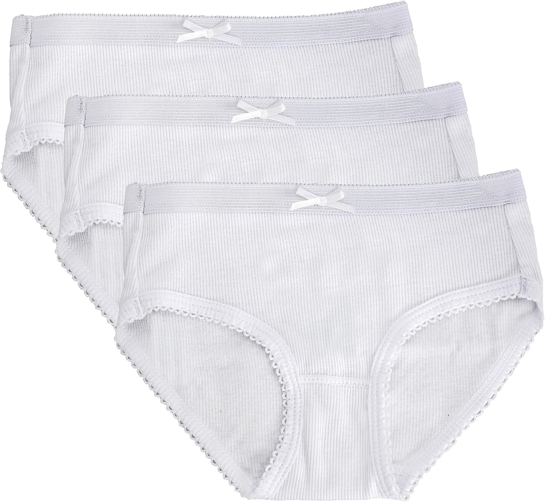 Feathers Girls Solid White Snug Fit Tagless Briefs Underwear - 100% Cotton Super Soft Panties
