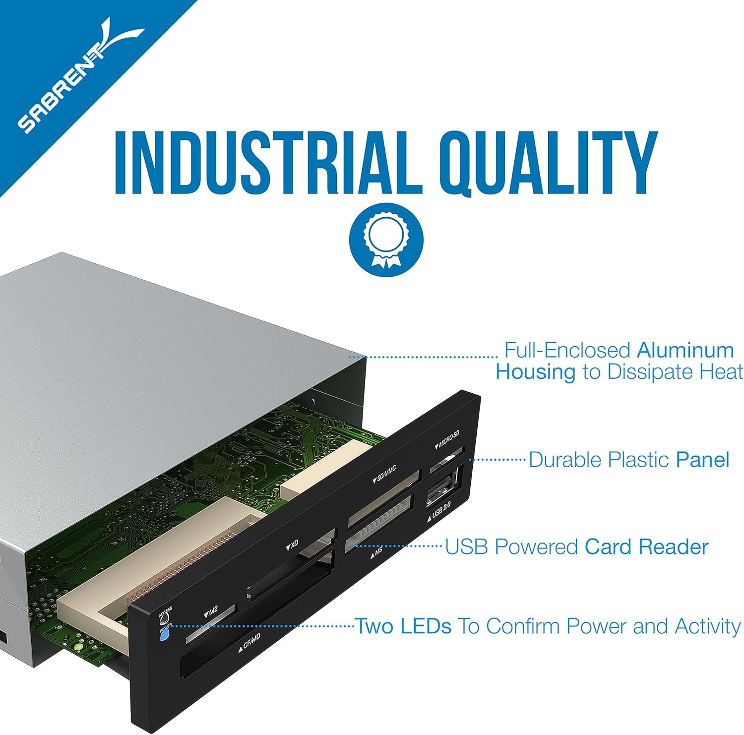 Sabrent 74-in-1 3.5-Inch Internal Flash Media Card Reader/Writer with USB Port (CR-USNT): Computers & Accessories
