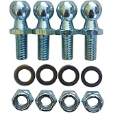 (4 Pack) 13mm Ball Studs with Hardware - 5/16-18 Thread x 5/8" Long Shank - Gas Lift Support Strut Fitting