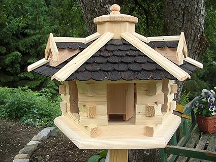 Vogelhaus Vogelhäuser(V31) Vogelfutterhaus Vogelhäuschen-aus Holz-DHL-Schreinerarbeit-Gaube Schwarz Groß