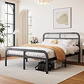 ZIYOO 14Inch Full Bed Frame with Headboard/Footboard, Sturdy Metal Platform Design, Large Storage Space, No Box Spring Needed, Quiet Noise Free, Easy Assembly