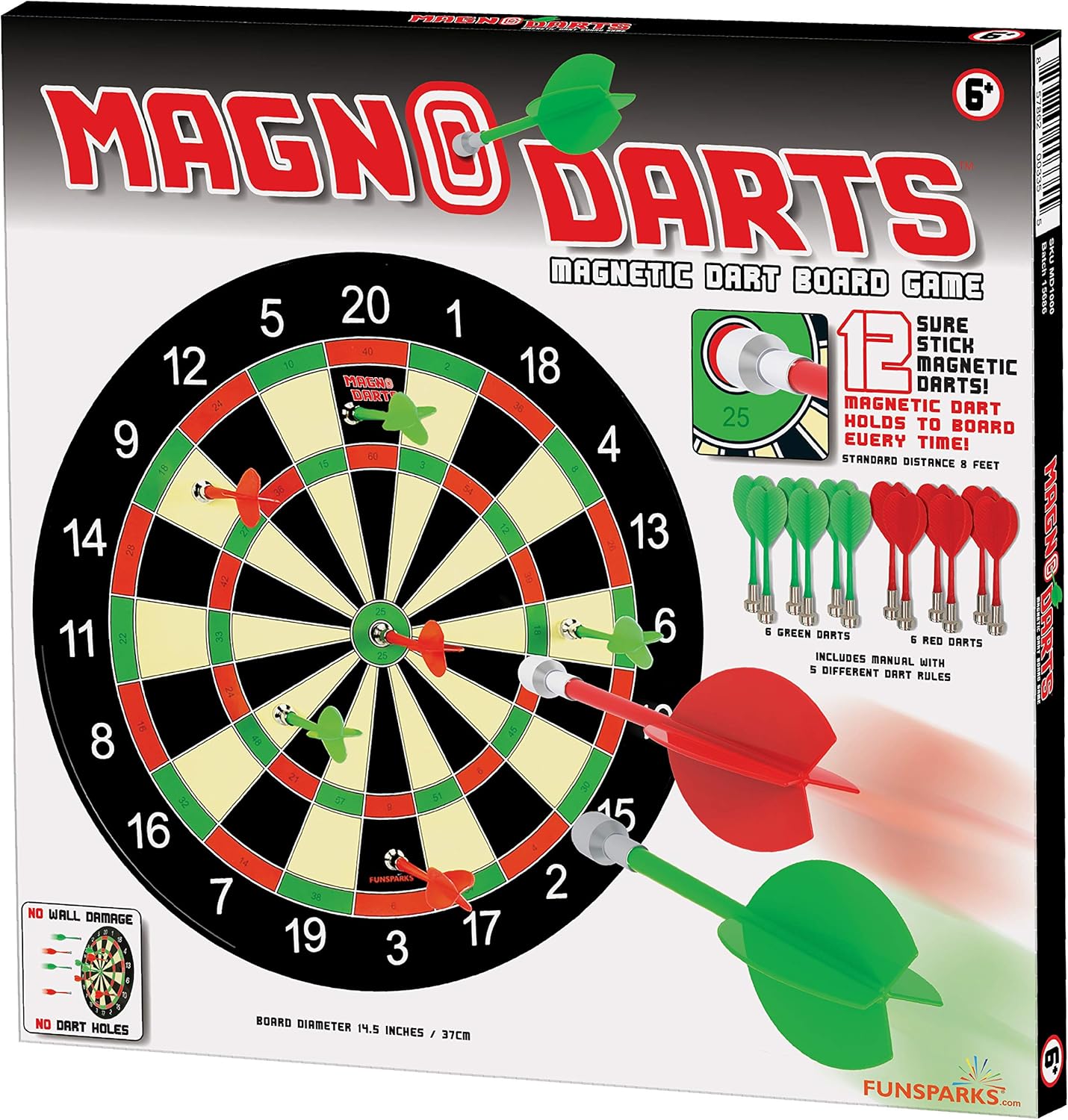 Magnetic Dart Board Game - 12 Darts - 6 Green and 6 Red Darts – Best Kids Toy Gift Indoor Outdoor Games for Family and Friends – Safe Dart Game Set: Toys & Games