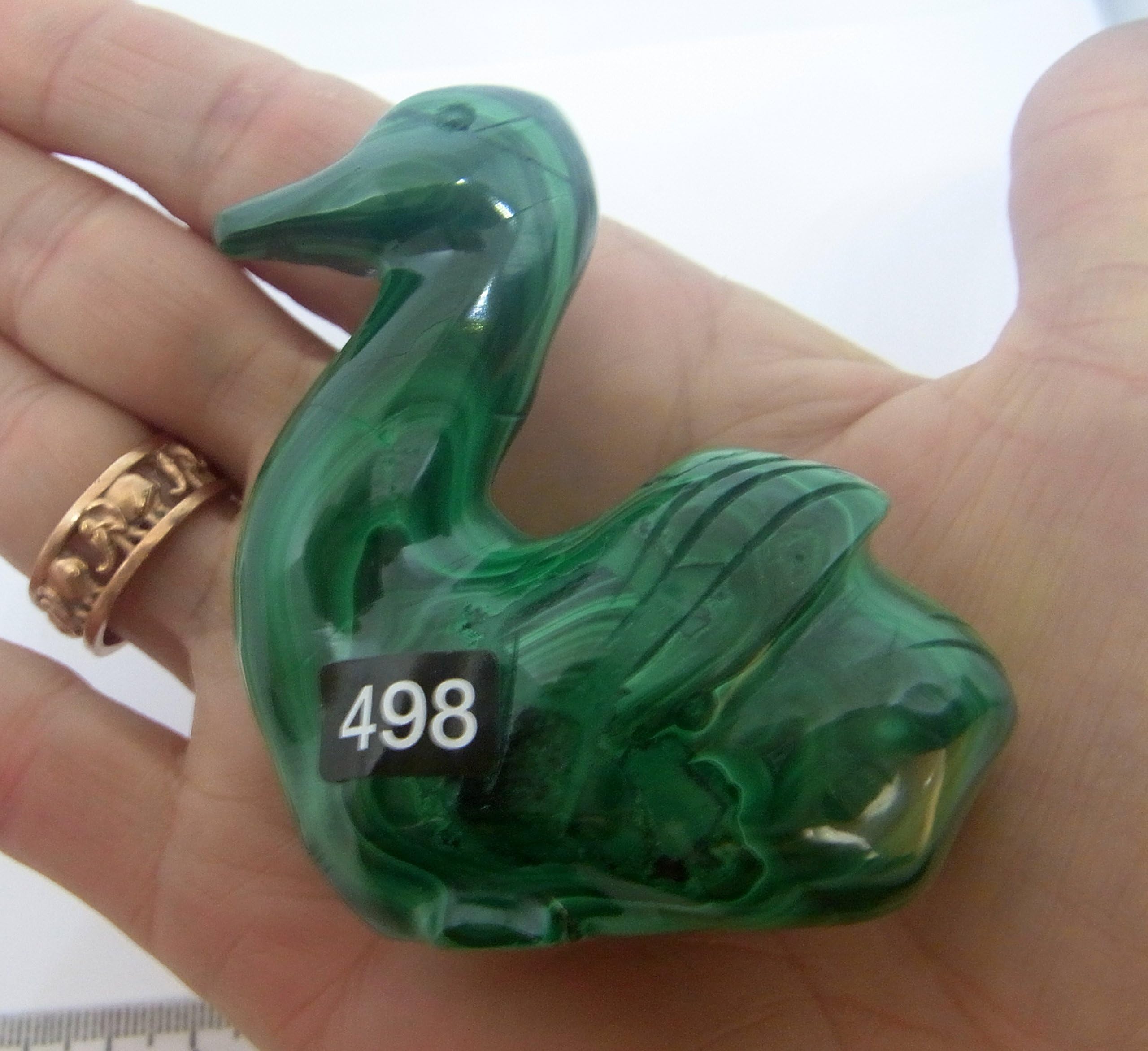 MALACHITE CRYSTAL SWAN 140g 70mm SOUTH AFRICA HAND CARVED A GRADE st498
