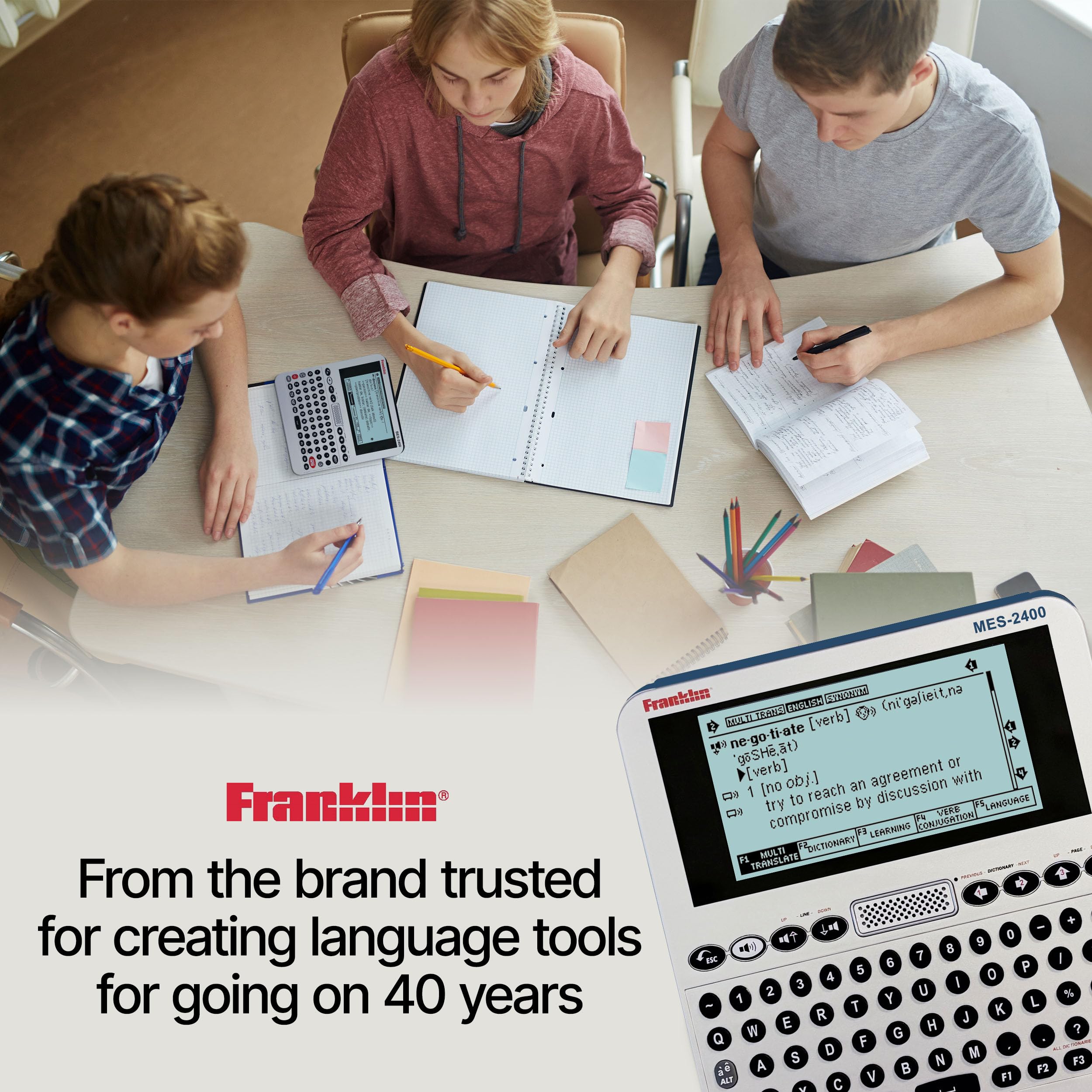 Franklin MES-2400 Digital Talking Dictionary, Multi-Language Translator, Talking Phrase Book & More