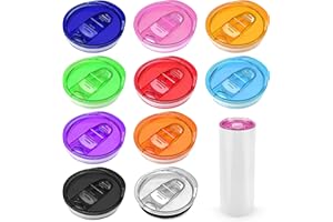Joyclub 10 Pack 20 oz Skinny Tumbler Replacement Lids Fit for 20oz Sublimation Tumblers Splash Resistant Acrylic Sliding Covers Straw Friendly Daily Use DIY Decor (Multi Color)