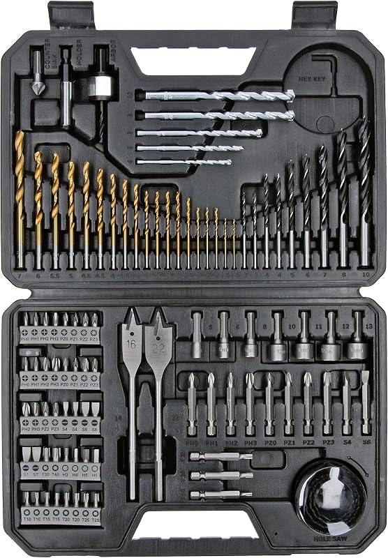 Professional 103tlg. Bohrer- und Bit Set Titanium Box (für Holz, Stein und Metall, Zubehör Bohr- und Schraubwerkzeuge)