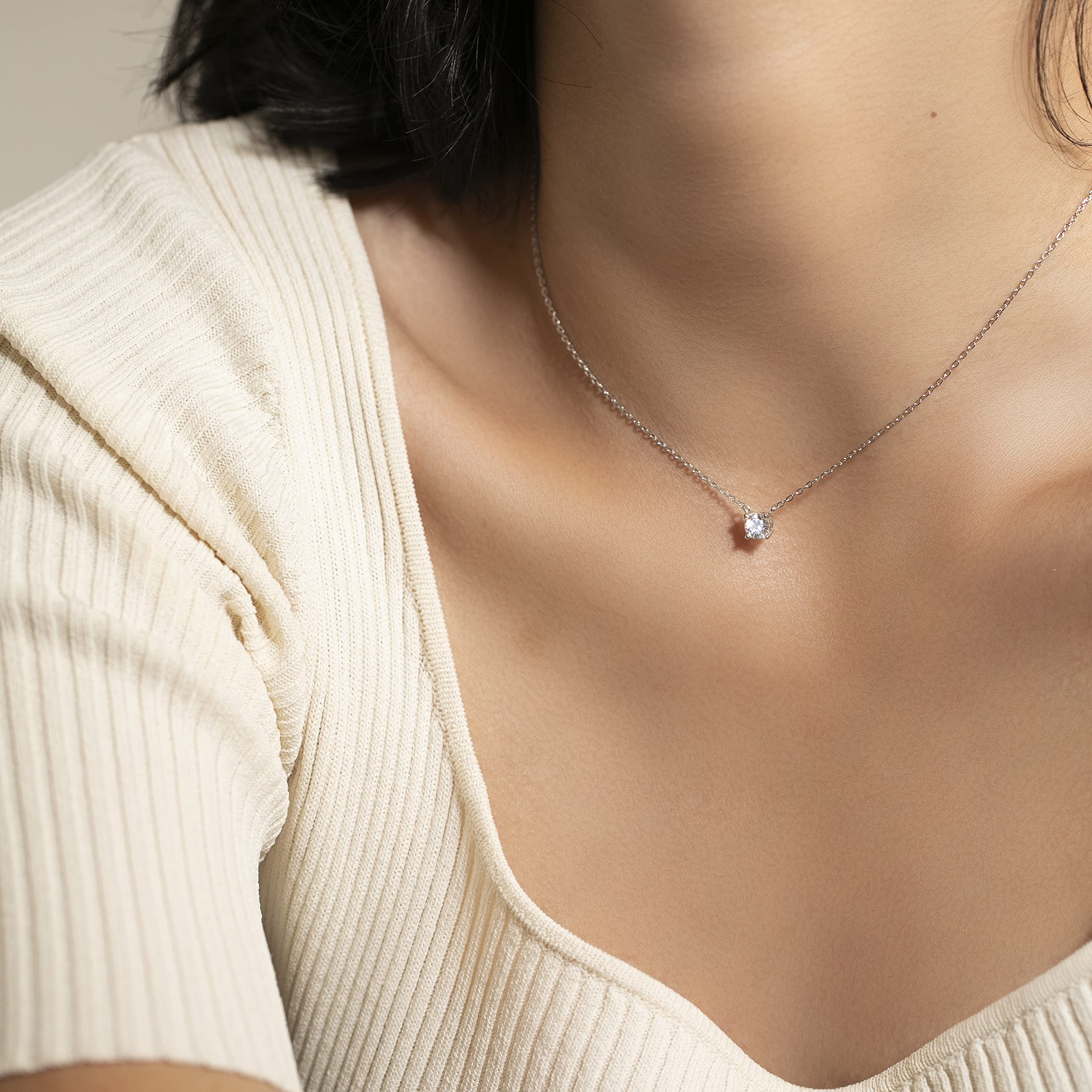 S.Leaf Gold Necklace for Women Sterling Silver Gold Plated Choker Pendant Cubic Zirconia Solitaire Necklaces for Women Birthday Gifts