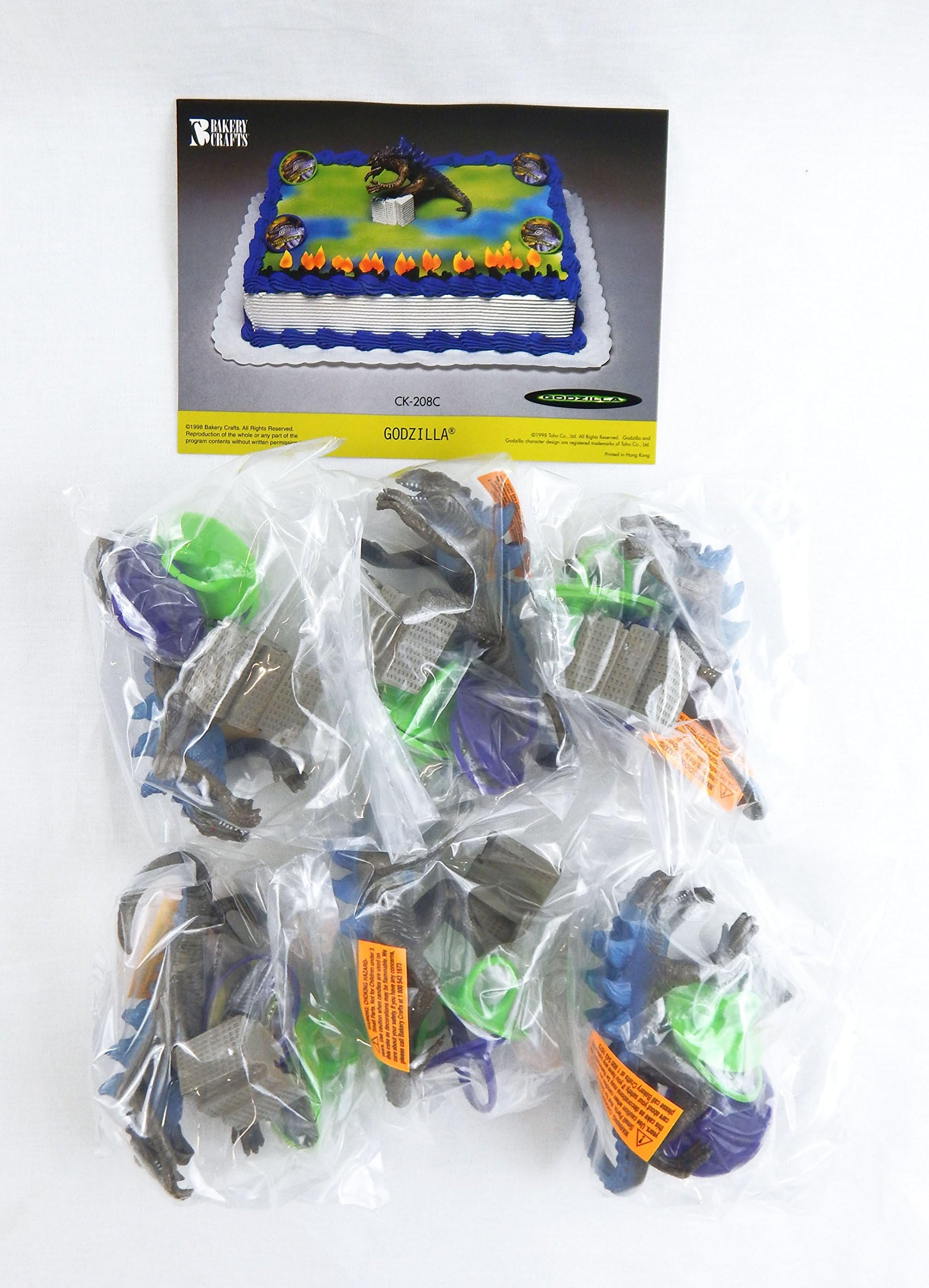 1998 Bakery Crafts Set of Six Godzilla Cake Toppers