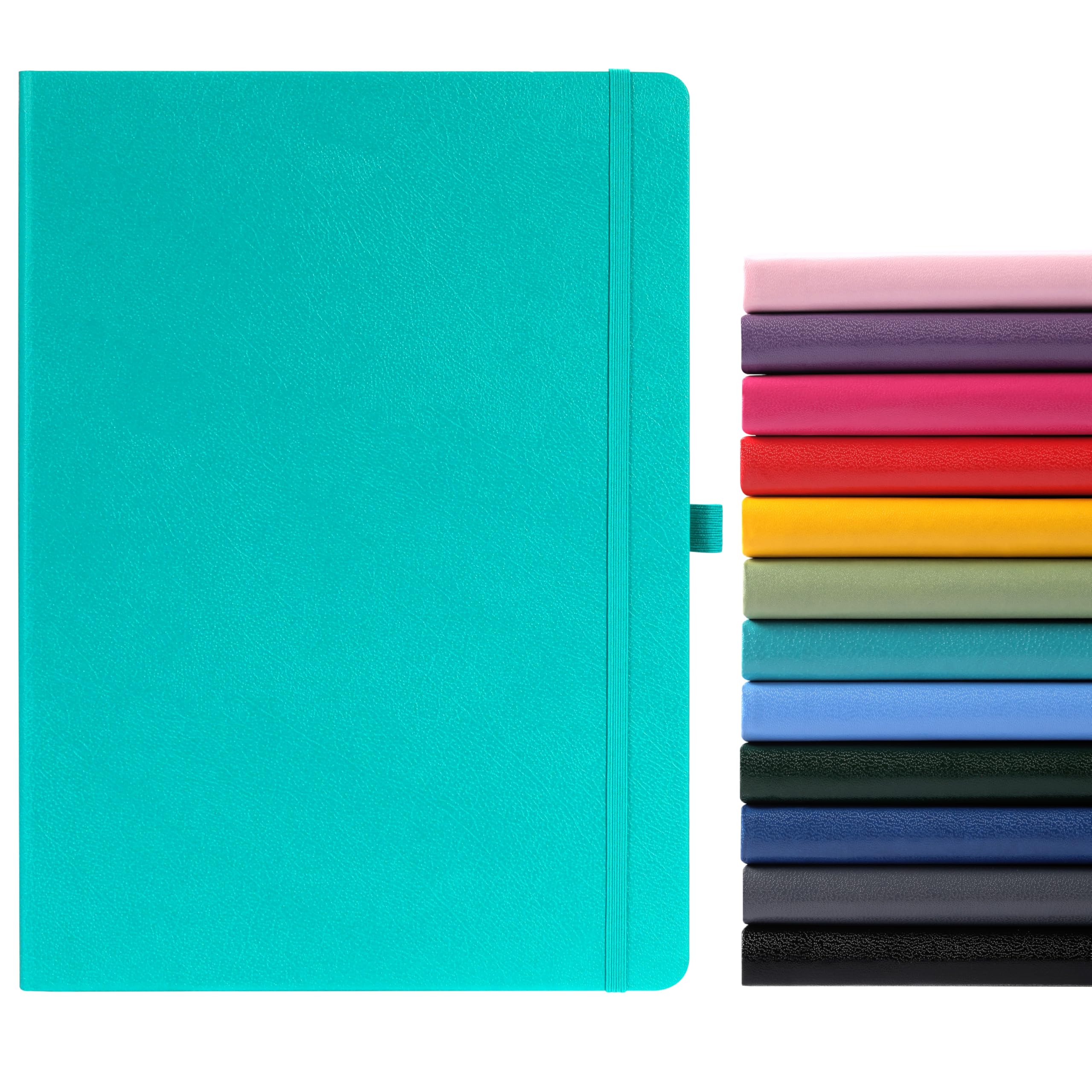A4 Notebook - Notebook A4 with Premium Paper, Faux Leather Classic Writing A4 Notebook Journal, 8.35" X 11.45", Hardcover - Lake Green — image 1