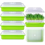 FiGoal 4 Pack Sprout Tray with Cover Soil-Free Seeds Grower and Storage Trays for Garden Home Kitchen Use (Zero Experience Ne