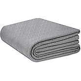COTTON CRAFT Soft Cotton Thermal Blanket - Plush Herringbone Twill - All Season Luxurious Breathable Skin Friendly Lightweight Cooling Throw Blanket - Sofa Couch Travel Camping Dorm - King Grey
