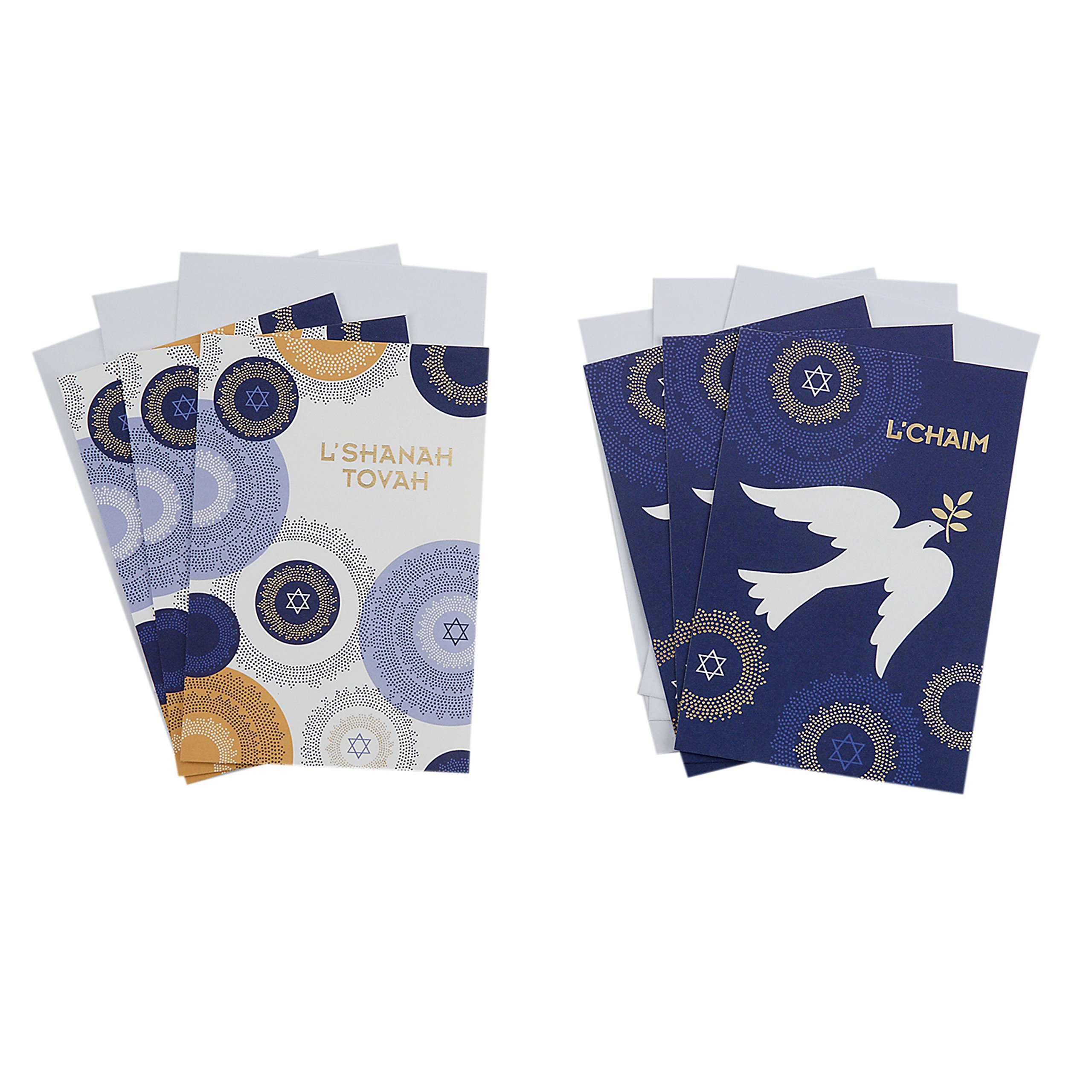 Hallmark Tree of Life Rosh Hashanah Card Assortment, L'Shanah Tovah and L'Chaim (6 cards with Envelopes)