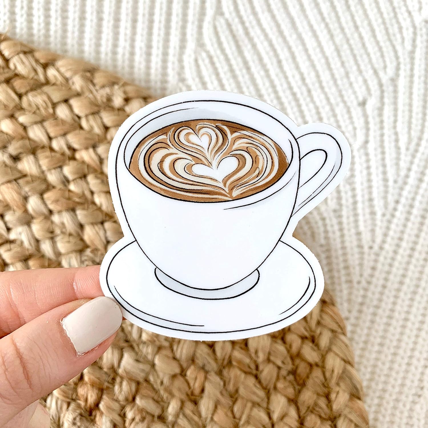 DKISEE Watercolor Latte Art Sticker, Coffee Lover Decal, Laptop Sticker, Water Bottle Sticker 6 inches